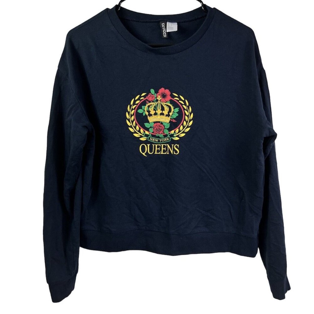 H&M Queens New York Graphic Cropped Sweater